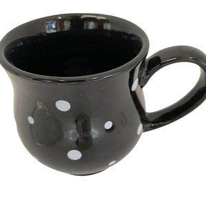 Temptations by tara Coffee &‎ Tea Mug Cup Black Polka Dot 16oz Size 4.5"L x 4.9"